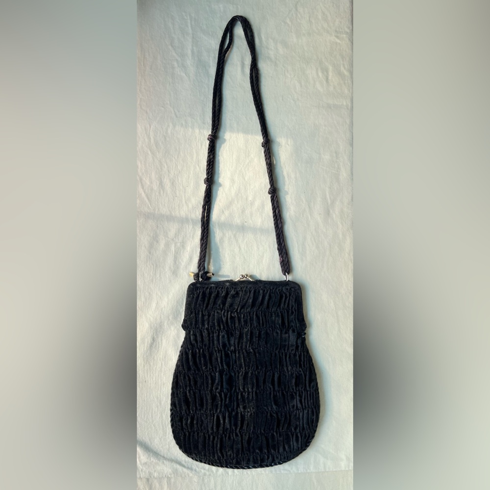 Elegant Black Velvety Pleated Bag